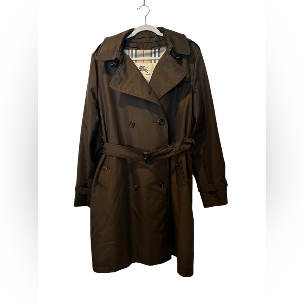 Burberry Dark Brown Denise Hooded Double Breasted Trench Coat - Picture 1 of 10